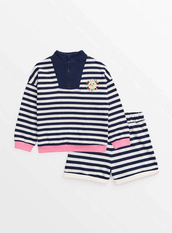 Navy Stripe Sweatshirt & Shorts 1-2 years